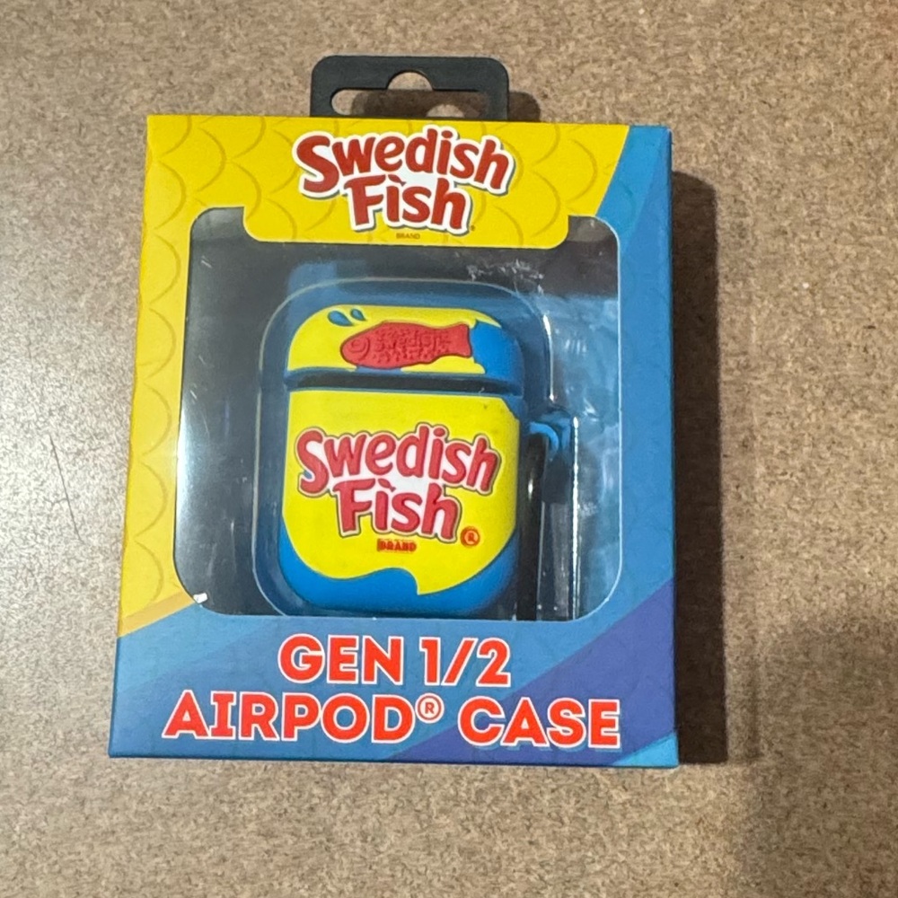 Swedish Fish Generation 1 & 2 Apple AirPod Case Red with Carabiner Clip NWT